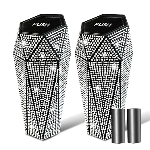 NBTEPEM 2 PCS Bling Car Trash Can with Lid, Bling Car Accessories Trash Bin, Leakproof Auto Garbage Can with 60 Trash Bags, Multipurpose Organizers and Storage for Home, Office (Silver Diamond)