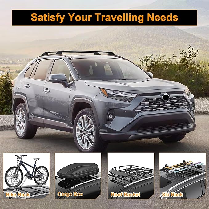 Autekcomma Roof Rack Cross Bars for Toyota RAV4 2019-2025 (Not Fit 2024 LE/Adventure/TRD Off-Road/Hybrid Woodland Edition) Anti-Theft Lock Mechanism Tie-Down Loop Aluminum Anti-Corrosion Crossbars