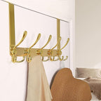 Dseap Over The Door Hook Hanger - Fits 1 3/8" to 1 3/4" Standard Doors | 5 Tri Hooks Heavy Duty Towel/Coat Rack | Door Organi
