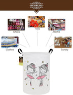 HUNRUNG Laundry Hamper,Large Canvas Fabric Lightweight Storage Basket Toy Organizer Dirty Clothes Collapsible Waterproof for 