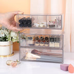 Hipiwe Acrylic Storage Drawers 3-Tier Stackable Bathroom Makeup Organizer Cotton Swabs Qtip Holder for Vanity Cosmetics Clear