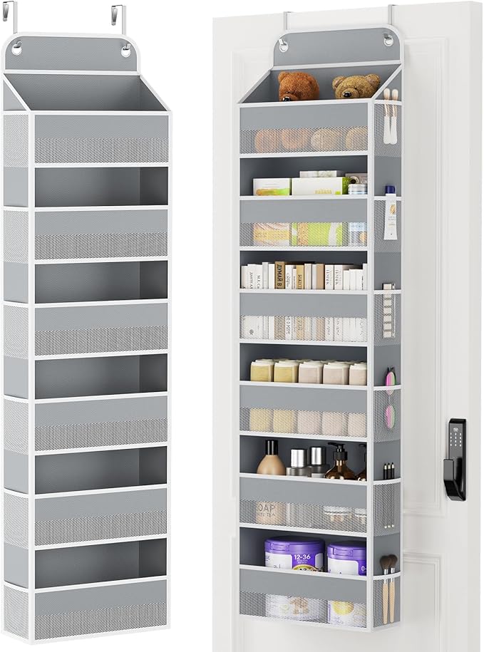 Yecaye Over Door Organizer, 60 lbs Load Capacity, Metal Hanging Storage with 6 Shelves for Toys, Bathroom, Nursery, Dorm Room