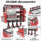 Power Tool Organizer Wall Mount, Cordless Drill Hanger Storage Rack 8 Drill Holder, 4 Layer Heavy Metal Large Capacity Tool R