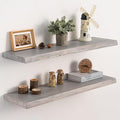 Live Edge Floating Shelves Set of 2, 32 Inch Solid Elm Wood Wall Shelves - Invisible Bracket Mount for Living Room, Bedroom, 