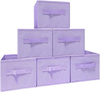 EBIGIC purple storage bins [6 Pack] 9.0"x7.5"x7.5",Mini Storage Box Fabirc Foldable Closet Toy Organizer Collapsible Cloth
