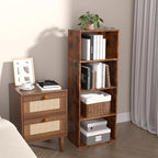 Wooden 4 Cube Storage Organizer, 4 Tier Tall Vintage Bookshelf Freestanding Storage Display Organizer, Versatile Cubes Shelf 