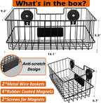 MUTUACTOR Heavy Duty Metal Wire Baskets,Magnetic Mount Hanging Wall Basket Storage,Extra Large Magnet Metal Wall Basket For O