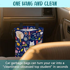 Car Garbage Bag Colorful Llama Flowers and Birds Hanging Canvas Car Trash Bag Waterproof Drawstring Car Back Seat Organizer for Car Back Front Seat Console with Adjustable Buckle