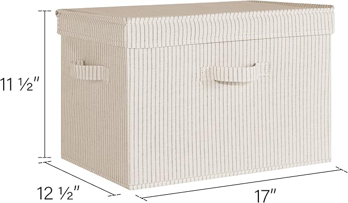 StorageWorks Fabric Storage Bins with Lid, Decorative Storage Boxes for Shelves, Stackable Closet Organizer Basket with Handl