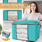 Fab totes 24 Gallons Clothes Storage, Foldable Thick Fabric Blanket Storage Bags, Containers for Organizing Bedroom, Closet, 