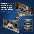 Dashcam Front and Rear Camera, 4K+1080P Dash Camera for Cars, 64GB Card Included, 3.2" IPS Screen, HDR Night Vision, G-Sensor