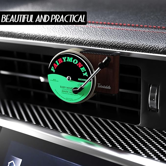 Maicican 12PCS Customizable Car Air Freshener Vent Clip, Pop Singer Album Cover Record Player Shape, Music Lover Gifts. (Retr