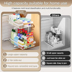 ADBIU Under Sink Organizer 2 Pack, Adjustable Height (11"-15.75") Under Cabinet Storage, 2 Tier Pull Out Sliding Drawers for 