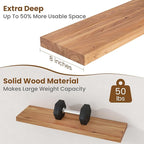 Floating Shelves for Wall Decor, 8" Deep Rustic Solid Elm Wood Floating Shelves Wall Mounted, Wall Shelves with Invisible Bra