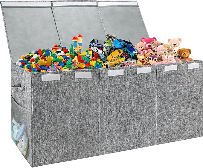 Extra Large Toy Storage Organizer with Lid, Large Toy Box Collapsible Toy Chest Storage Box Design - Toys Bin with Dividers f