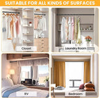 Closet Rods for Hanging Clothes, 17-28 Inch No-Cut Stepless Adjustable Closet Rod, 1.3 Inch Heavy Duty Metal Closet Hanging R