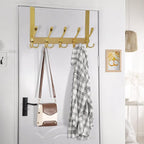 Dseap Over The Door Hook Hanger - Fits 1 3/8" to 1 3/4" Standard Doors | 5 Tri Hooks Heavy Duty Towel/Coat Rack | Door Organi