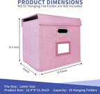 2 Pack Hanging File Folder Box with Lid, Durable Letter Size Filing Storage Box, Sturdy Magazine File Holder with Cardboard S