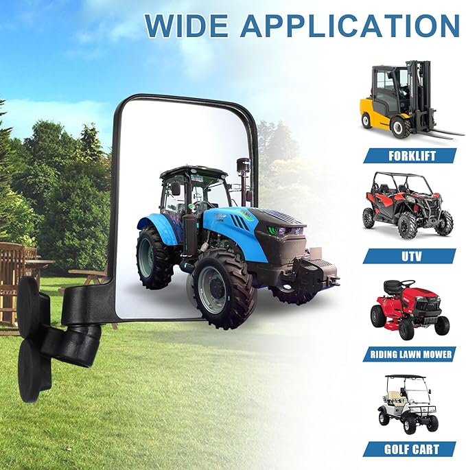 Tractor Mirror Magnetic, Strong Magnetic Mirrors for Forklifts, External Reflective Strips on Mirrors, No Installation Required, 1 Pair (Right and Left)