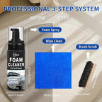 Car Interior Foam Cleaner - Powerful Waterless Carpet Upholstery & Seat Stain Remover for Leather, Fabric, Vinyl - Auto Detai