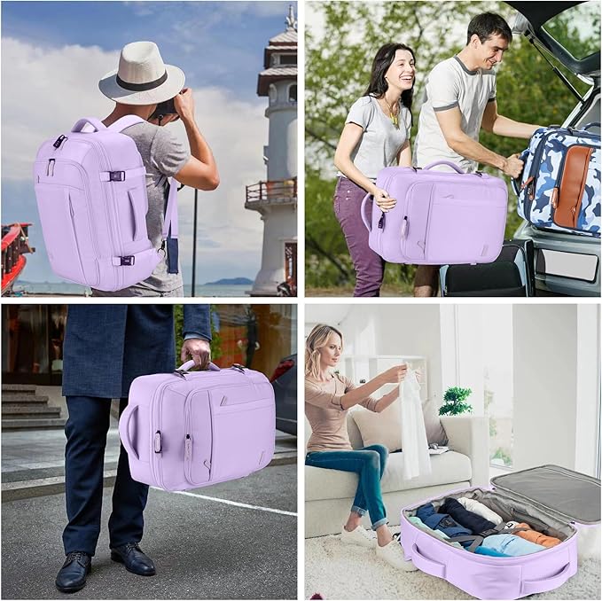 Lumesner Carry on Travel Backpacks, Extra Large 40L Flight Approved Bag for Men & Women,Expandable Suitcase Backpack With 4 P