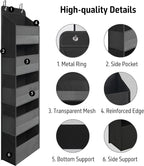 TYMENSH Over Door Organizer with 5 Large Pockets, Heavy Duty Hanging Organizer Storage, Closet Bathroom Nursery Bedroom Dorm,