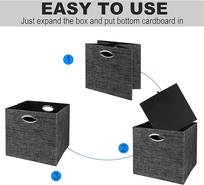Posprica Storage Cubes,12×12 Storage Bins,Foldable Storage Baskets Fabric Drawers Containers for Shelf Cabinet Bookcase,Thick
