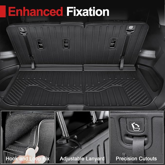 Cargo Mat Backrest Mat for 2016-2022 Honda Pilot 8 Passengers (No Elite Models), All Weather TPE Car Liner Car Mat for 2022 Honda Pilot Accessories