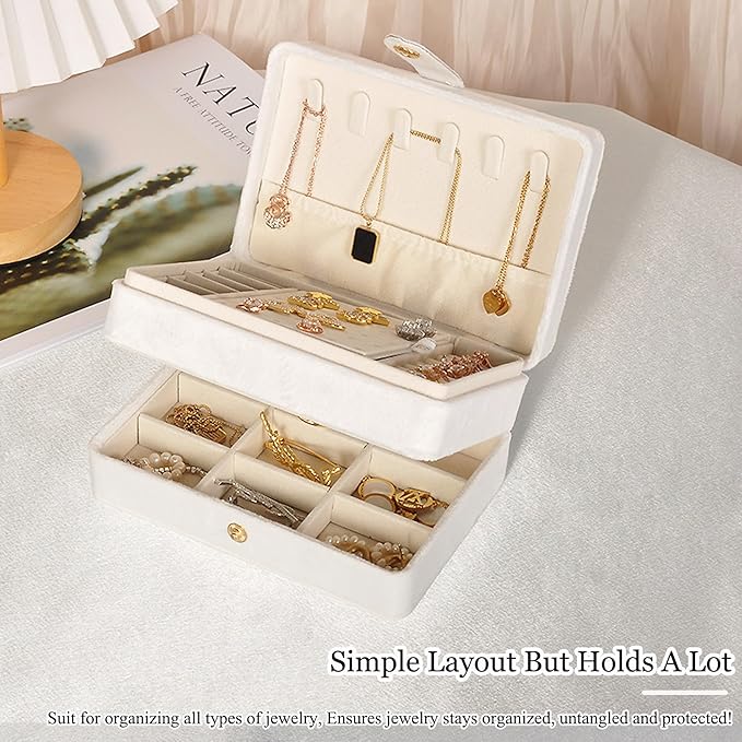 MODENGKONGJIAN Jewelry Organizer Box, 2-Layer Large Jewelry Storage Case, Portable Travel Jewelrys Display Holder for Earring