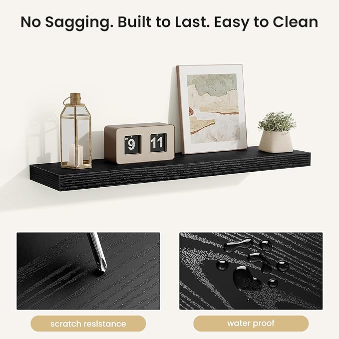 Fun Memories Floating Shelves for Wall, Rustic Wood Wall Mounted Shelves for Bathroom, Bedroom, Living Room & Kitchen, Storag