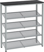 VASAGLE Shoe Rack for Entryway, 5-Tier Shoe Rack Organizer with Storage Shelves and Spacious Top, Freestanding, Adjustable, I