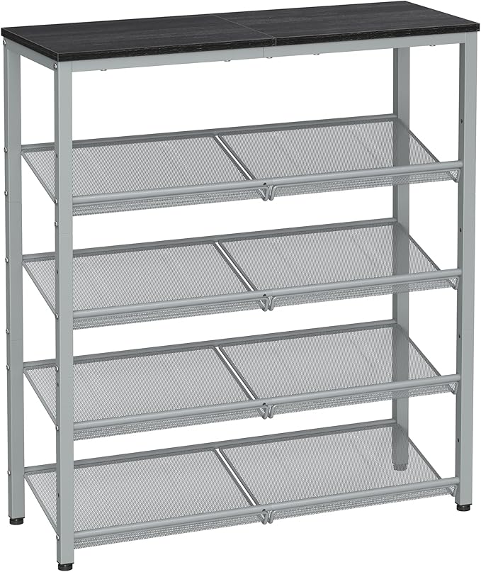 VASAGLE Shoe Rack for Entryway, 5-Tier Shoe Rack Organizer with Storage Shelves and Spacious Top, Freestanding, Adjustable, I