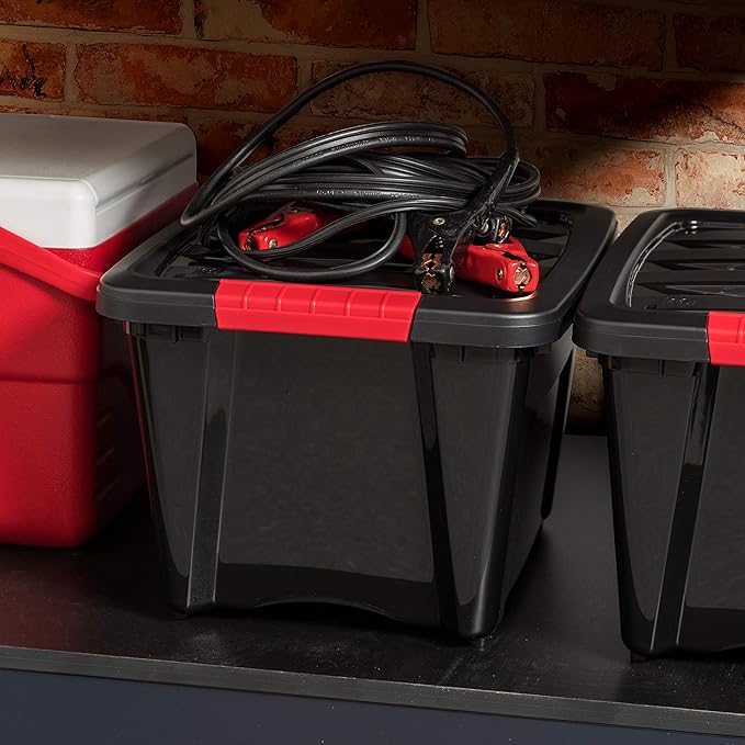IRIS USA 19 QT Plastic Storage Box with Lid and Latches - 6 Pack - BPA-Free, Garage Organizing Solution, Durable Nestable Sta