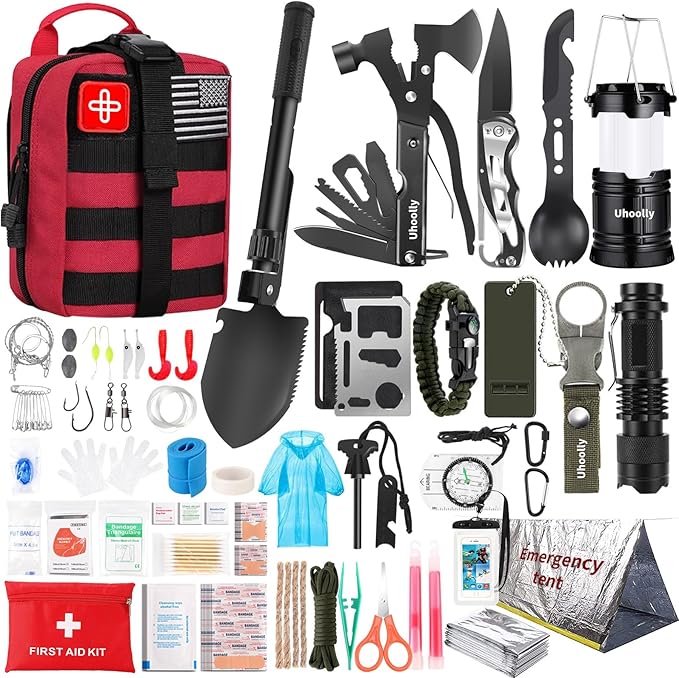 Survival Kit, Gifts for Men Women Teen Boys, 252 pcs Survival Gear and Equipment Mini First Aid Kit for Car Home, Emergency K