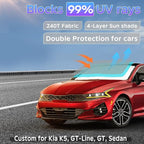 Sun Shade Sunshade for 2021-2024 2025 2026 Kia K5, GT-Line, GT, Sedan Windshield Cover, 4-Layers Sun Shield 250T Silver Coating Sun Visor Foldable Window Shade Blocks UV Rays Car Accessories