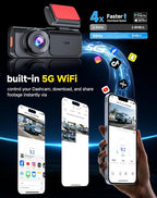 AXB Dash Cam Front and Rear: 4K+2.5K Dashcam with 5G WiFi APP Control & 64GB Card - Dual Dash Camera for Cars with 24H Parkin