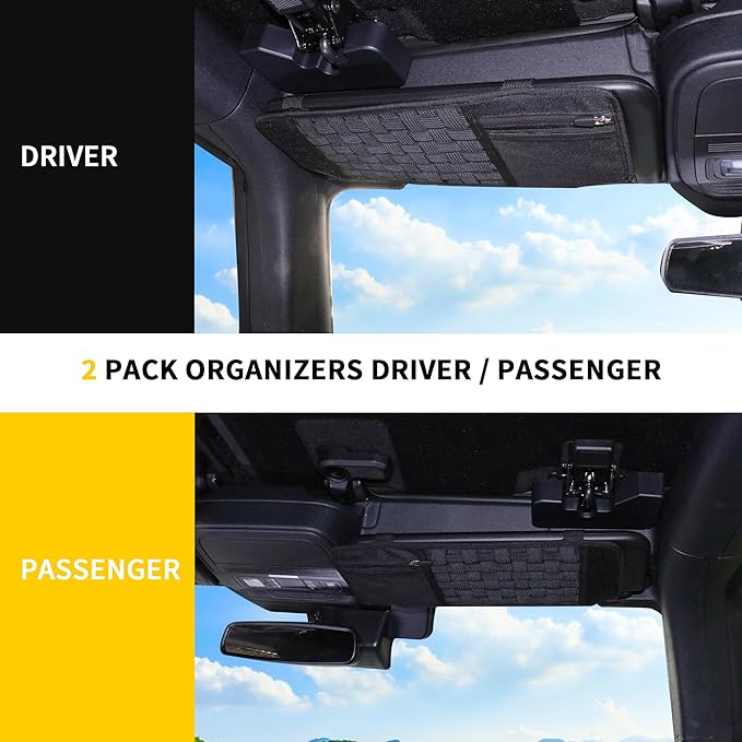 Tactical Sun Visor Organizer Visor Storage Compatible with 2021 2022 2023 2024 2025 2026 Ford Bronco 2/4 Door Accessories Car Sun Visor Sunglasses Holder Webbing Molle Panel, Driver+Passenger