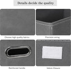 Fabric Foldable Collapsible Storage Cube Bin Organizer Basket with Lid, Handles, Removable Divider for Home, Closet (Grey, 6P