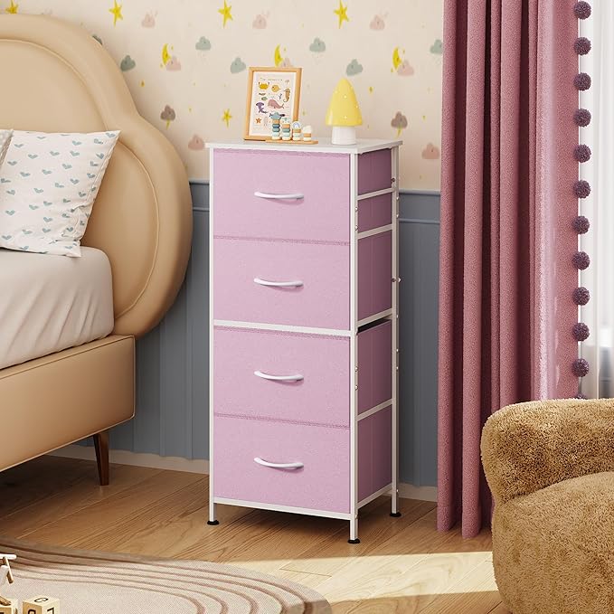 WLIVE Dresser with 4 Drawers, Storage Tower, Organizer Unit, Fabric Dresser for Bedroom, Hallway, Entryway, Closets, Sturdy S