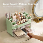 HBlife Makeup Organizer for Vanity with Brush Holder, Large Bathroom Countertop Cosmetic Organizer Skin Care Storage, Easy to