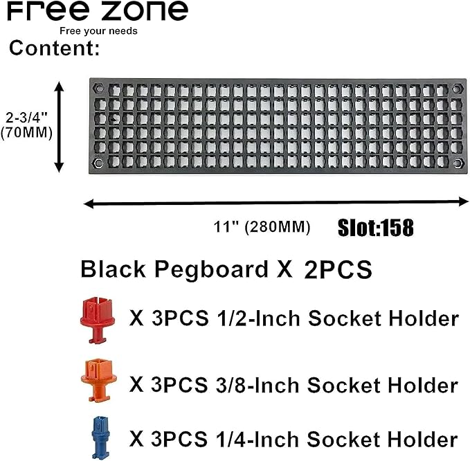 FREE ZONE Bit Organizer Set (Black) – 158-Hole Bit Storage – 1/4" Hex Bits & Drive Bits Adapter Storage – Toolbox Storage (To