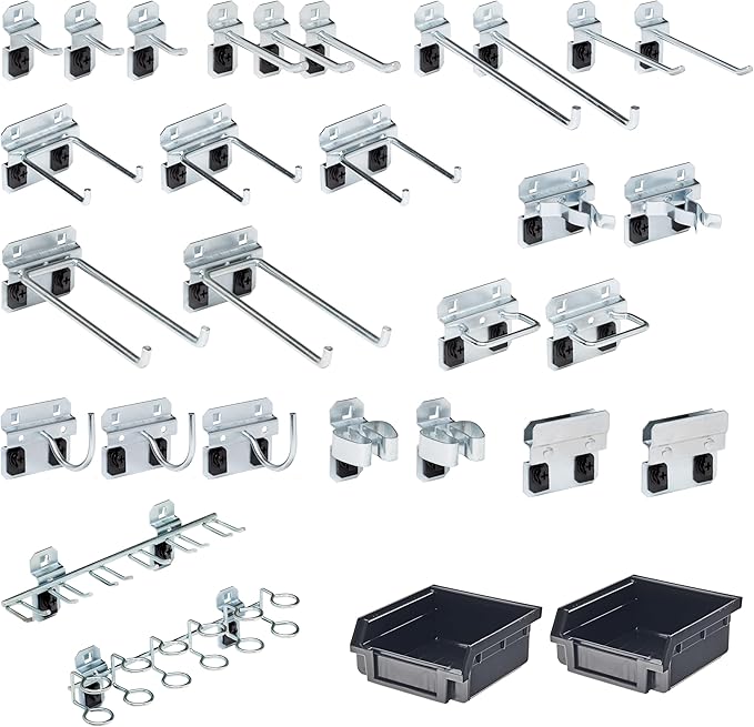 Triton Products LH3-KIT LocHook 30-Piece Zinc Plated Steel Hook and Bin Assortment for LocBoard