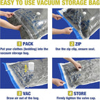 Travel Vacuum Bags with Electric Pump for Luggage and Suitcase, Vacuum Seal Compression Packing Bags for Clothes Clothing, Co