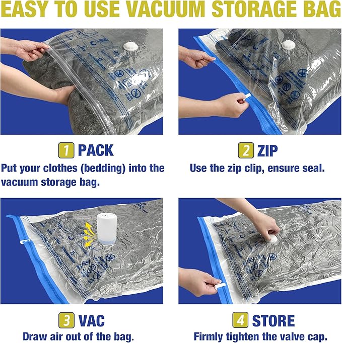 Travel Vacuum Bags with Electric Pump for Luggage and Suitcase, Vacuum Seal Compression Packing Bags for Clothes Clothing, Co