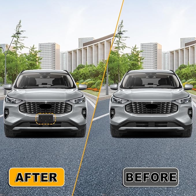 Front Bumper License Plate Frame Bracket Compatible with Ford Escape 2023 2024 2025, Black License Frame Holder Mounting Kit,