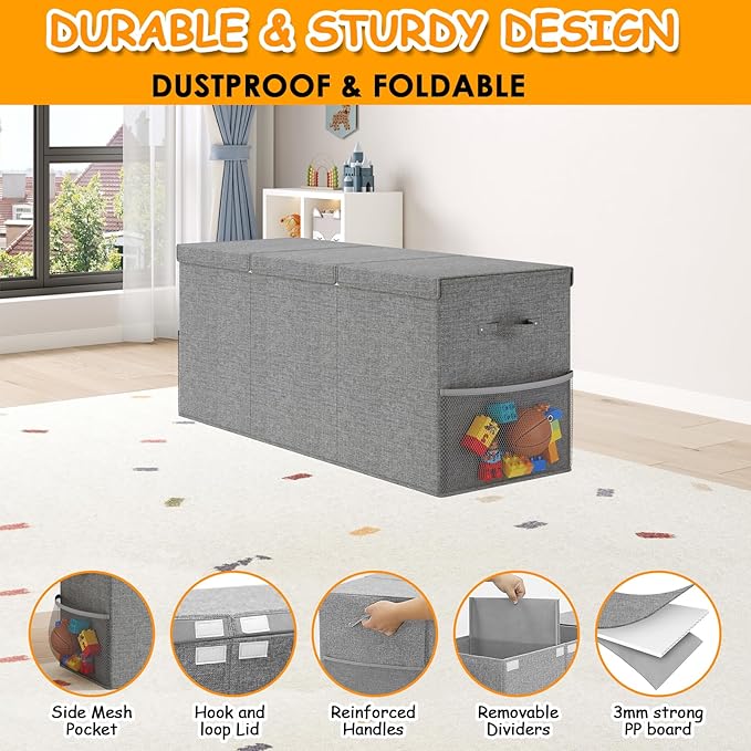 Extra Large Toy Box Chest with Lid, Kids Toy Storage Organizer for Boys Girls, Big Toy Bin Basket Extra Large Toy Storage Box