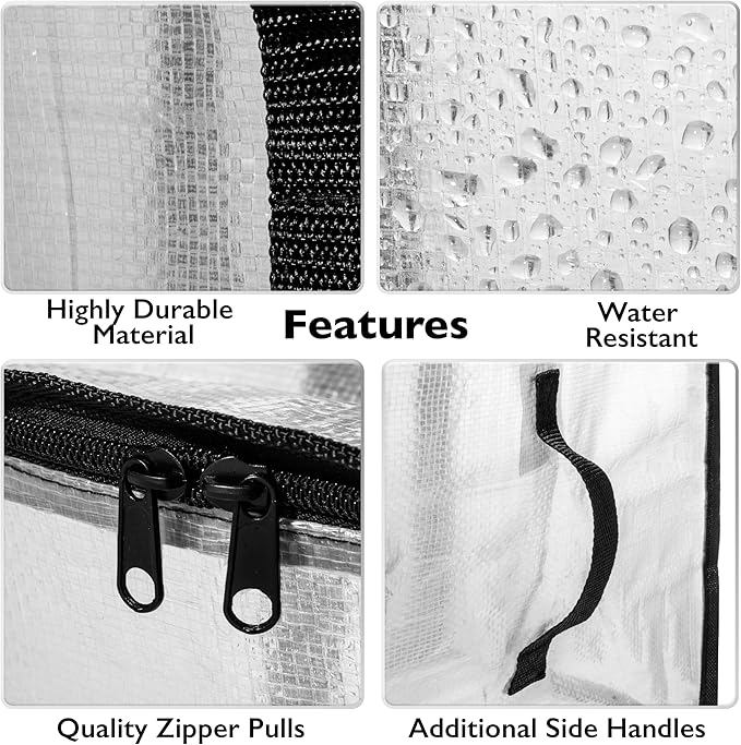 ClearSpace Heavy Duty Moving Bags or Storage Bags – Clear Storage Bins with Lids, Large Moving Boxes with Backpack Straps & Z