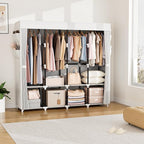 VTRIN Portable Closet for Hanging Clothes 67 Inch Wide Large Capacity Portable Wardrobe Closet with Cover, 4 Storage Shelves 