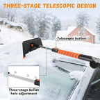 [Upgrade] 56" Large Ice Scrapers for Car Windshield, 90° Pivoting Snow Board, Snow Scraper with De-Icing Shovel, Extendable Length Settings, 180° Bendable Silicone Grip for for Truck, SUV, Auto