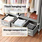 Portable Wardrobe Closet with Shelves & Drawers - Light Grey Oxford Fabric Clothes Organizer for Bedroom, Dorm Room - Waterpr